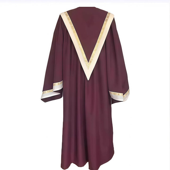 Christianartworkshop Burgundy Clergy Robe with Golden Holy Spirit Detail & V-Collar Design - image 4