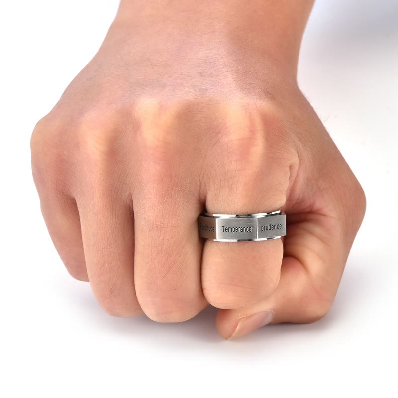 Christianartworkshop Minimalist Seven Virtues Octagon Ring in Golden, Silver & Black - image 1