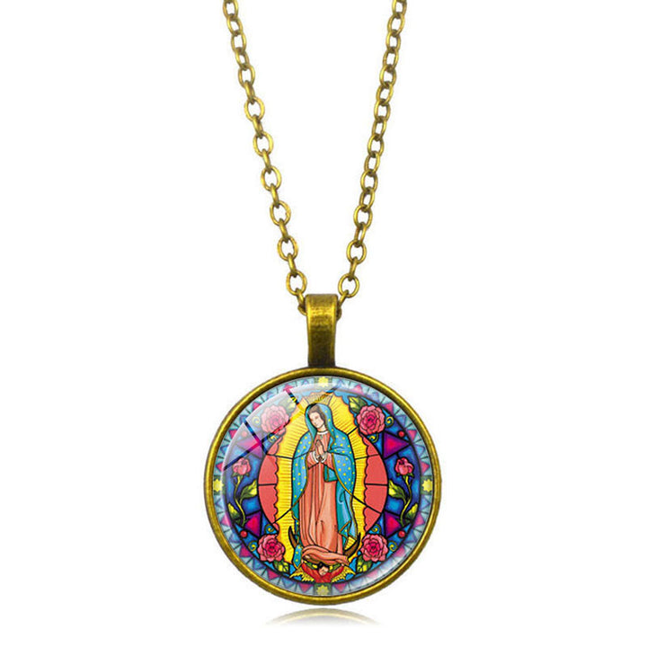 Christianartworkshop Choose Your Blessing Radiant Faith Necklace: Madonna with Child or Roses of Guadalupe  - Virgin of Guadalupe - Ancient Bronze - image 8