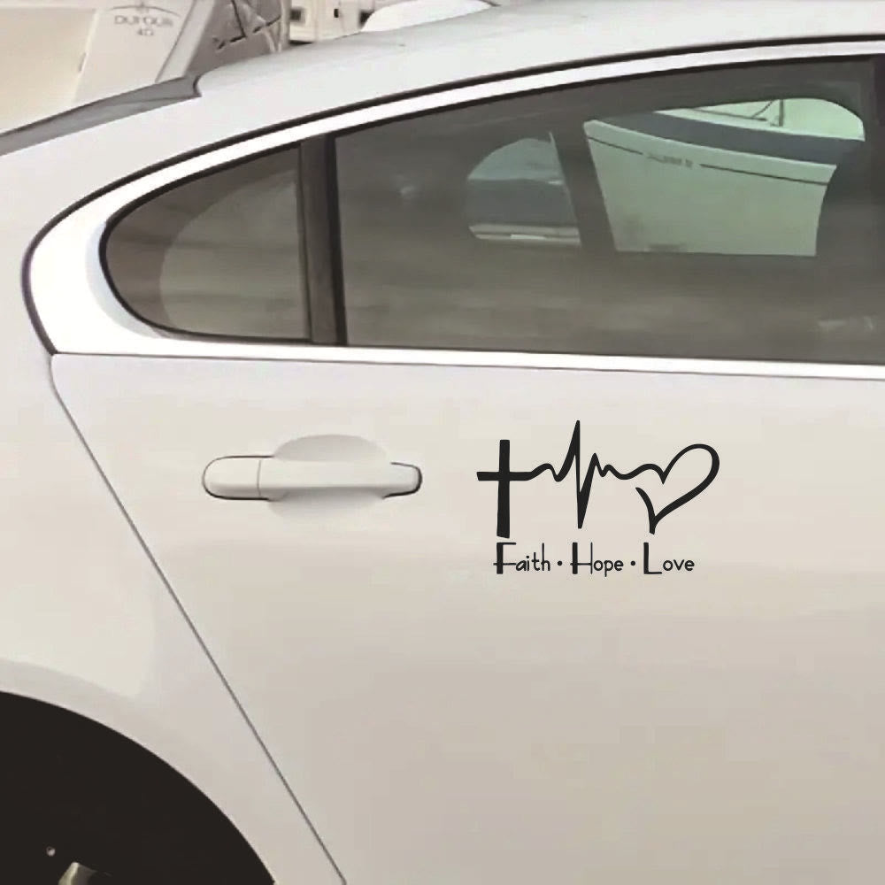 Christianartworkshop Modern Scripture Motif Heartbeat of Faith Sticker Window Decal - Black - image 1