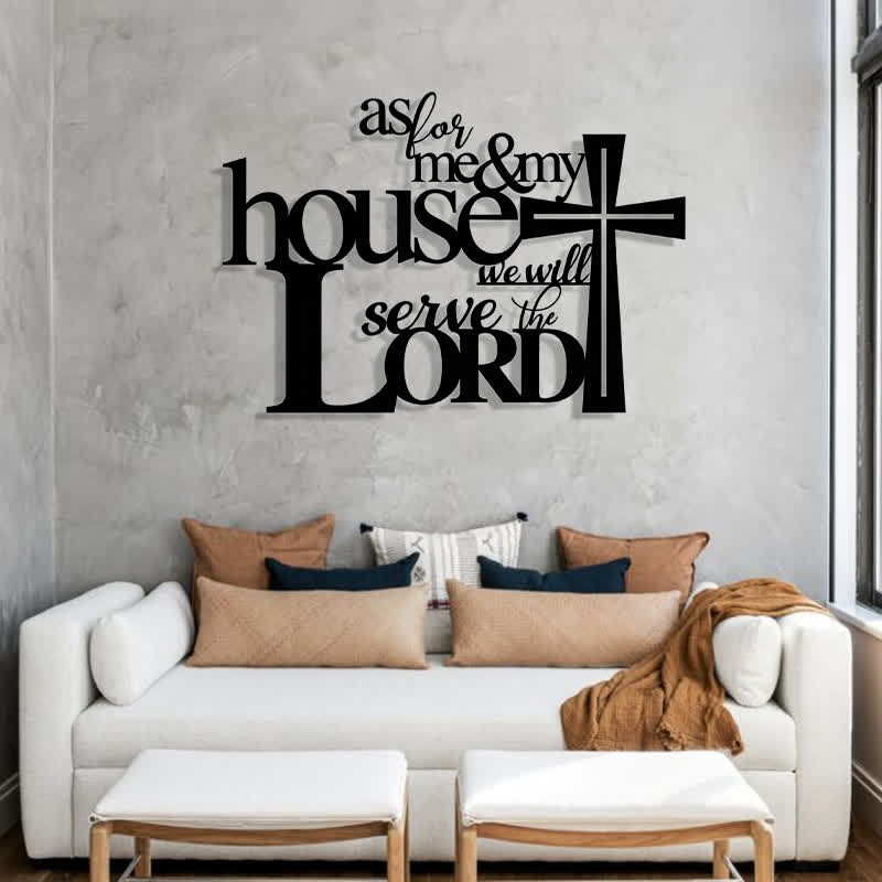 Christianartworkshop Faith - Filled Black Metal Wall Decor: Cross & As for Me & My House Verse - image 2