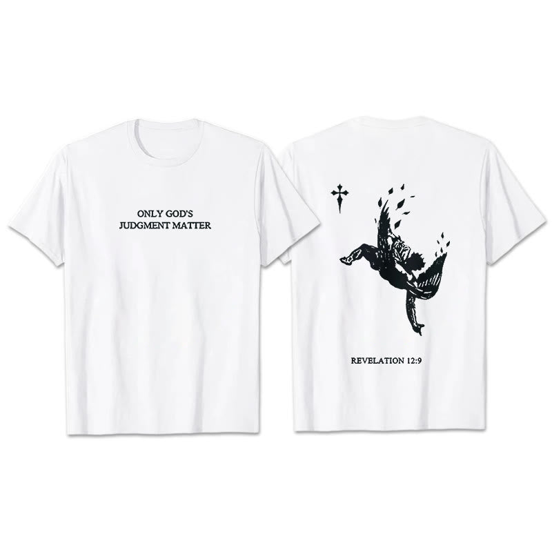 Christianartworkshop Only God's Judgment Matter Print Short Sleeve T-Shirt - White - 2XL - image 4