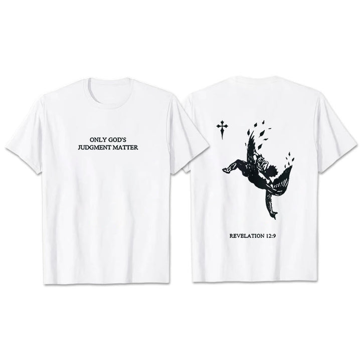 Christianartworkshop Only God's Judgment Matter Print Short Sleeve T-Shirt - White - 2XL - image 4