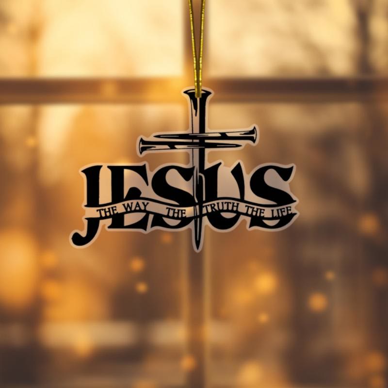 Christianartworkshop Bohemian Style Flat Jesus Prayer Cross Car Pendant with Inscription - image 5