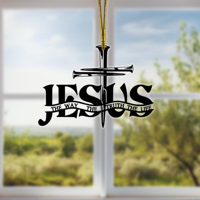 Christianartworkshop Bohemian Style Flat Jesus Prayer Cross Car Pendant with Inscription - image 3