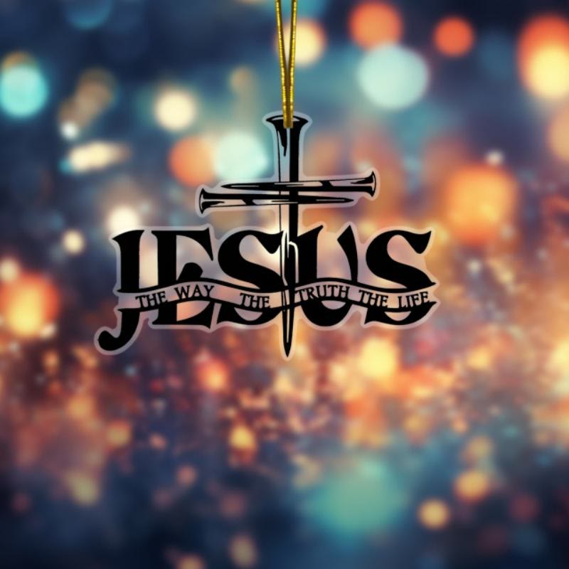 Christianartworkshop Bohemian Style Flat Jesus Prayer Cross Car Pendant with Inscription - image 2