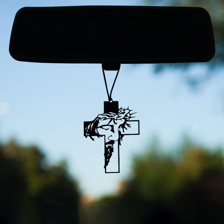 Christianartworkshop Journey Companion Jesus Crown of Thorns Cross Car Pendant - image 2