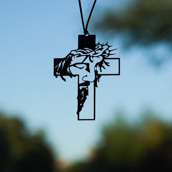 Christianartworkshop Journey Companion Jesus Crown of Thorns Cross Car Pendant - image 3