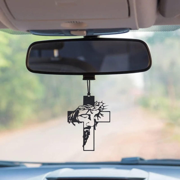 Christianartworkshop Journey Companion Jesus Crown of Thorns Cross Car Pendant - image 0