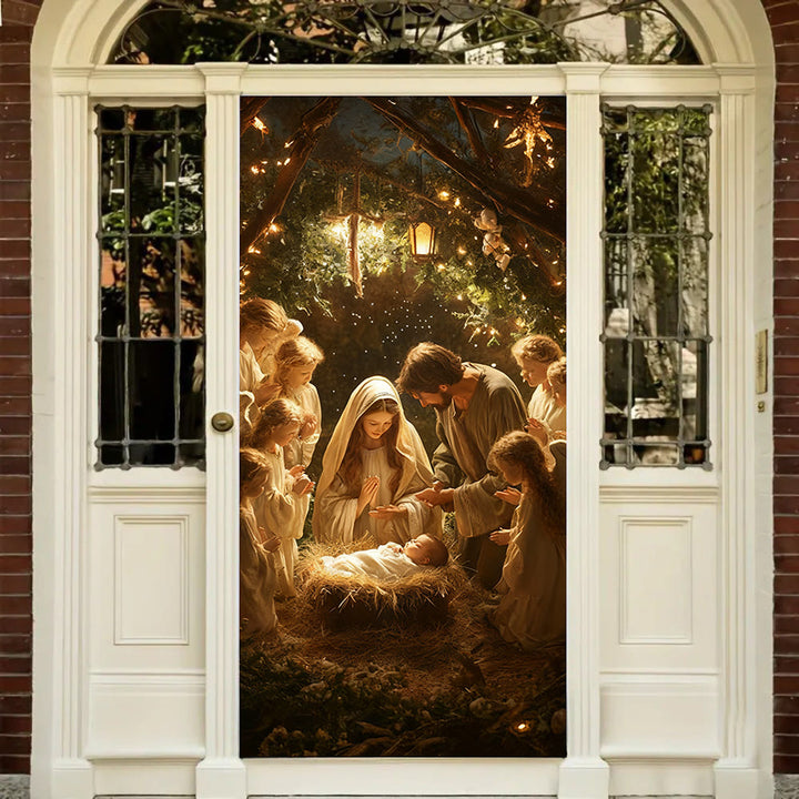 Christianartworkshop Holy Nativity Moment Door Curtain: Faithful Christmas & Daily Blessing - image 4