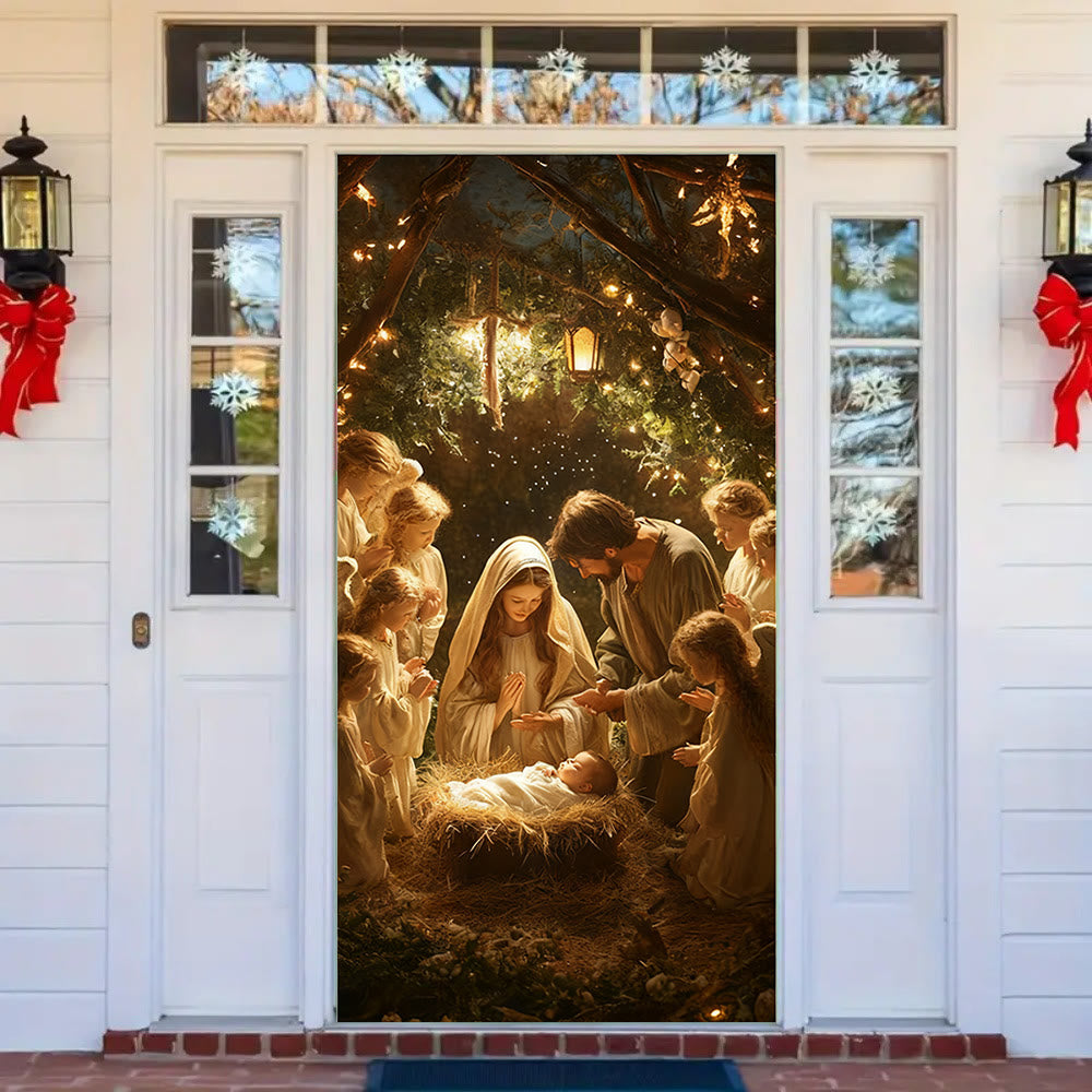 Christianartworkshop Holy Nativity Moment Door Curtain: Faithful Christmas & Daily Blessing - image 3
