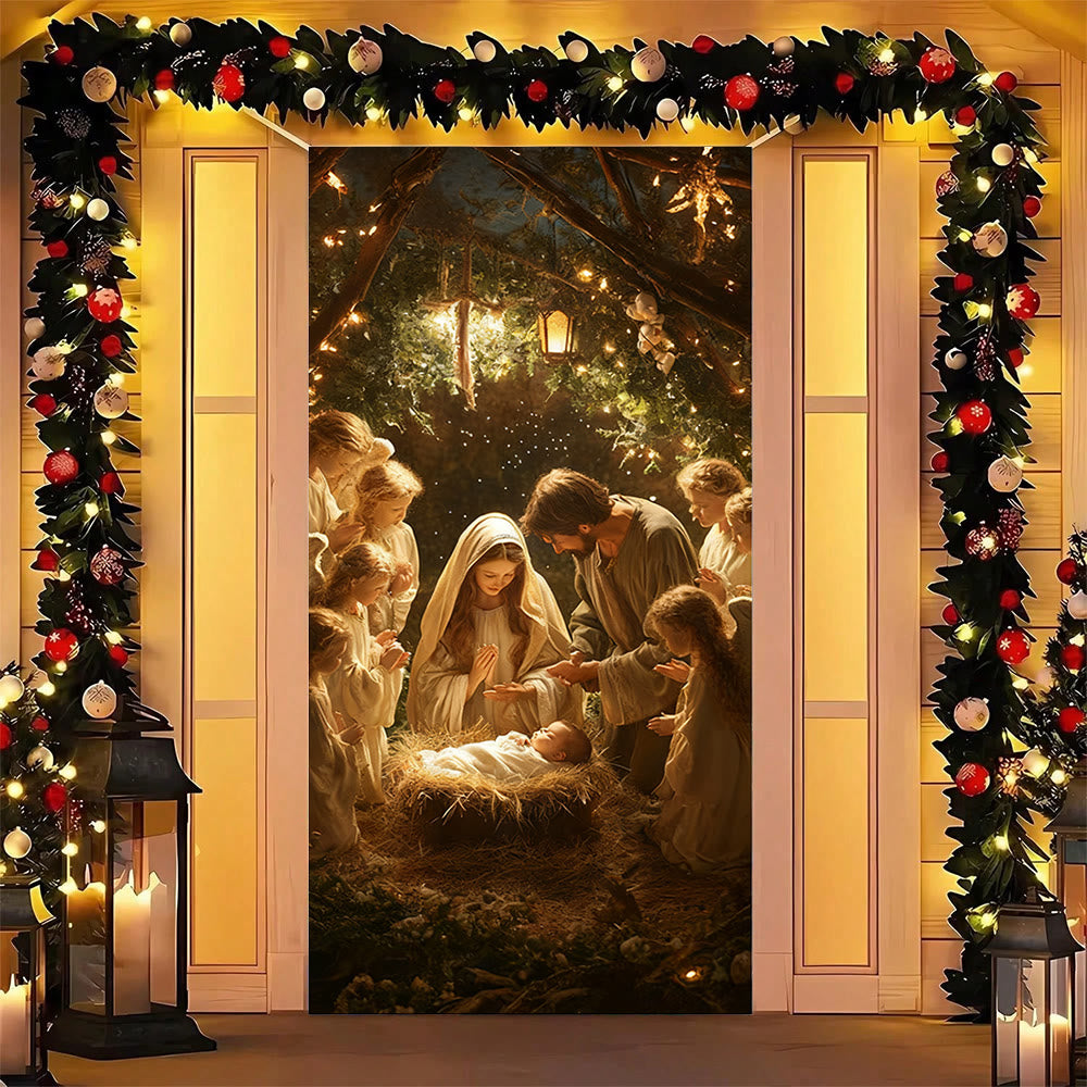 Christianartworkshop Holy Nativity Moment Door Curtain: Faithful Christmas & Daily Blessing - image 1