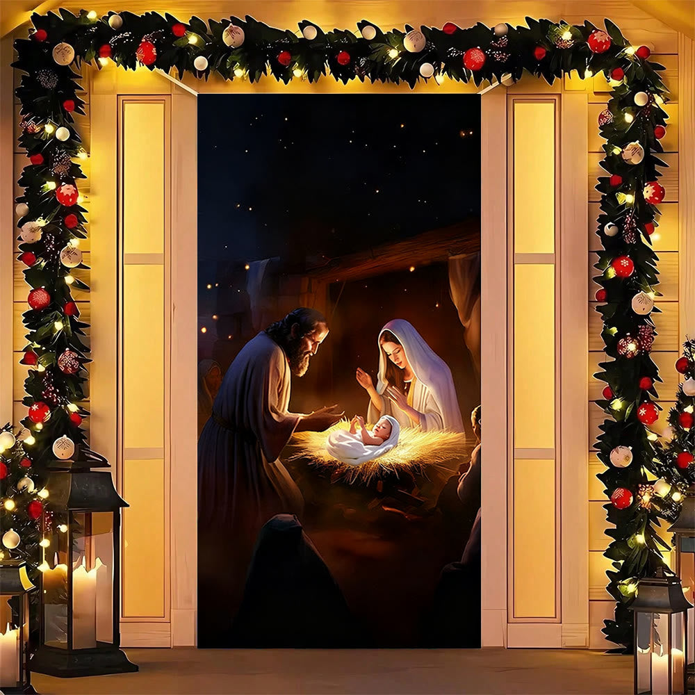Christianartworkshop Warm-Lit Nativity Door Curtain: Christmas Faith Glow & Festive Charm - image 4