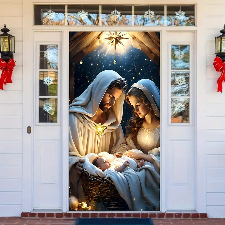 Christianartworkshop Divine Nativity Door Curtain: Create Christmas Sacred Space at Home - 36''*80''/91cm*203cm - image 0