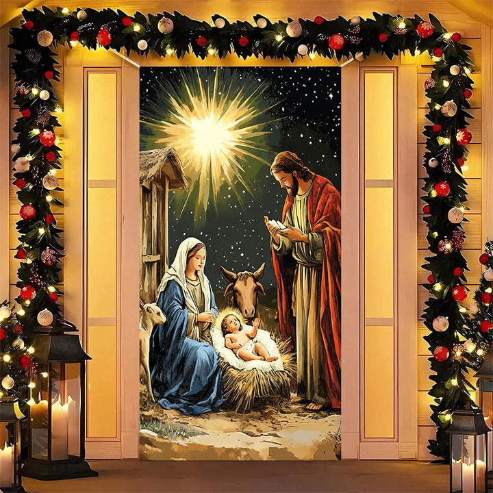 Christianartworkshop Star-Lit Nativity Door Curtain: Christmas Faith Glow & Festive Appeal - image 4