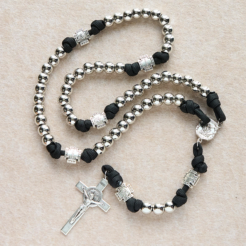 Christianartworkshop Battle Prayer Custom Rosary in Silver-Toned Beads & Personalized JESUS Letter - No Letter - image 9