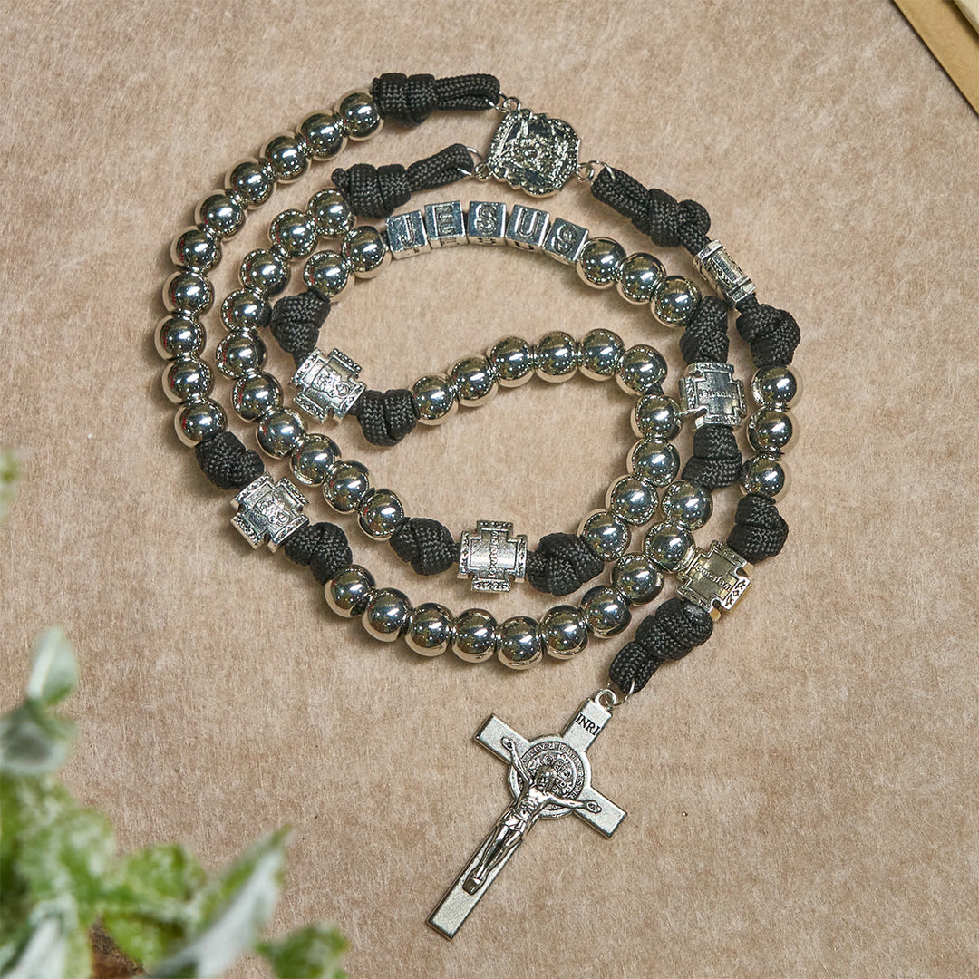 Christianartworkshop Battle Prayer Custom Rosary in Silver-Toned Beads & Personalized JESUS Letter - image 3