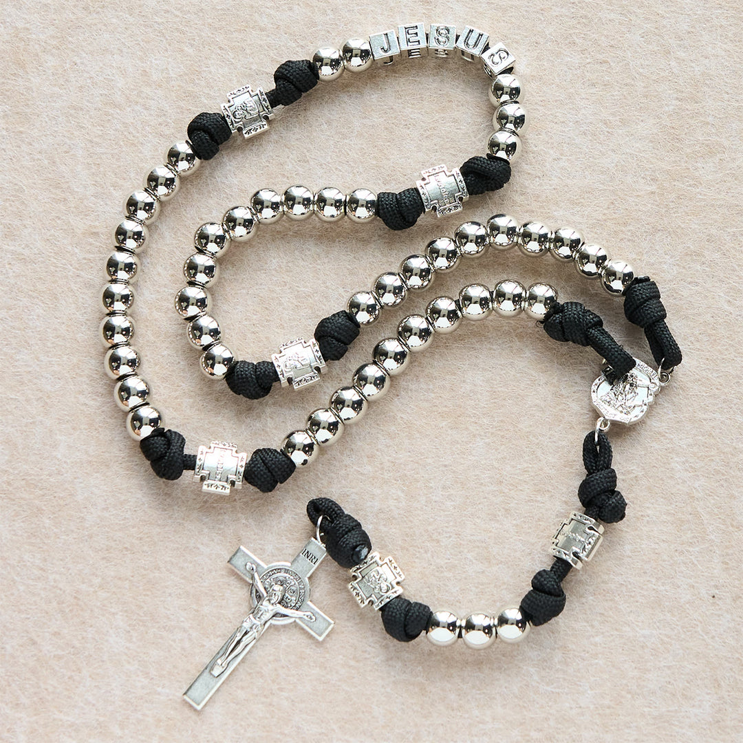 Christianartworkshop Battle Prayer Custom Rosary in Silver-Toned Beads & Personalized JESUS Letter - image 7