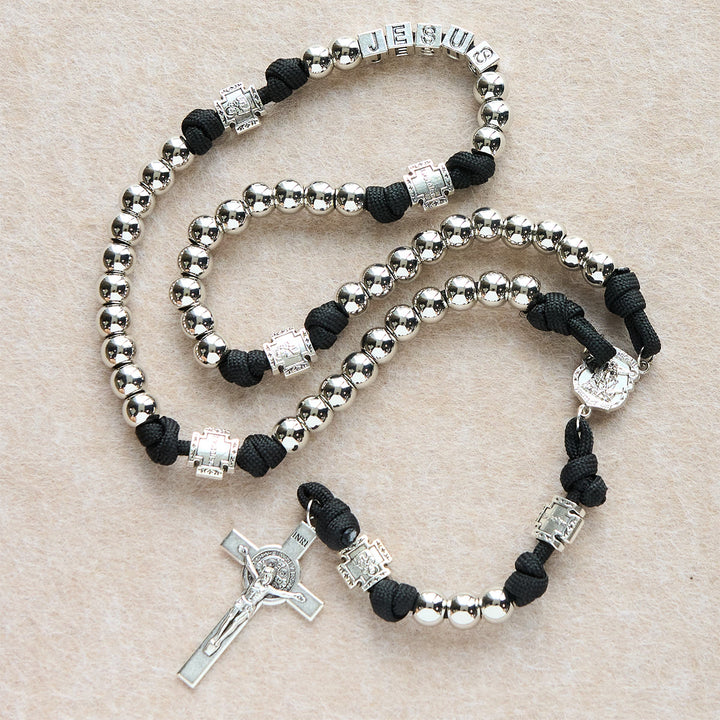 Christianartworkshop Battle Prayer Custom Rosary in Silver-Toned Beads & Personalized JESUS Letter - image 7
