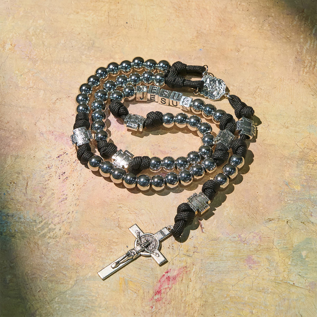 Christianartworkshop Battle Prayer Custom Rosary in Silver-Toned Beads & Personalized JESUS Letter - image 6