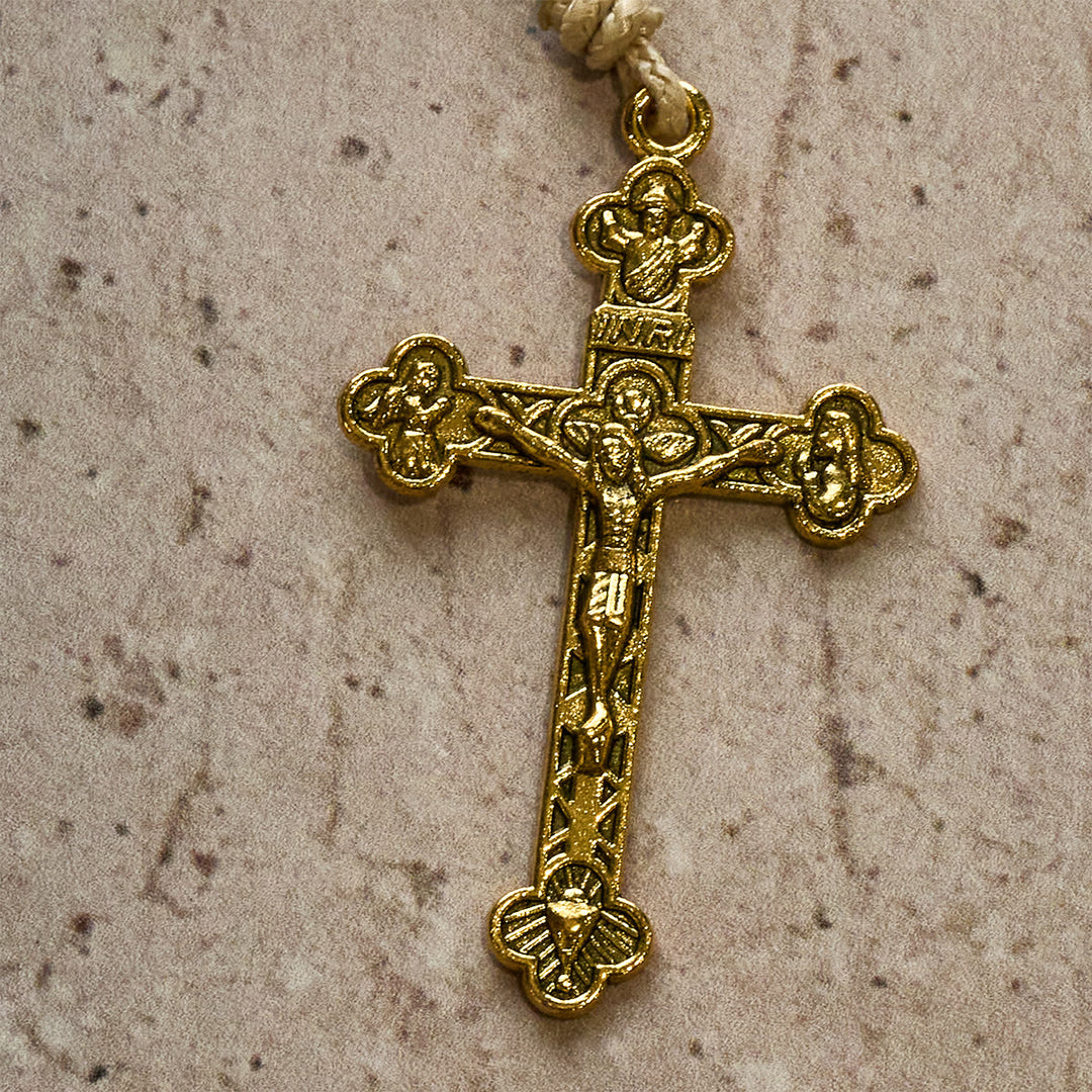 Christianartworkshop Christmas Gift: Christmas Glass Bead Rosary: Our Lady of Guadalupe Medal & Golden Crucifix - image 14