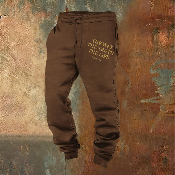 Christianartworkshop Faith in Motion John 14:6 Quote Sweatpants: Walk the Promise - Brown - 2XL - image 0