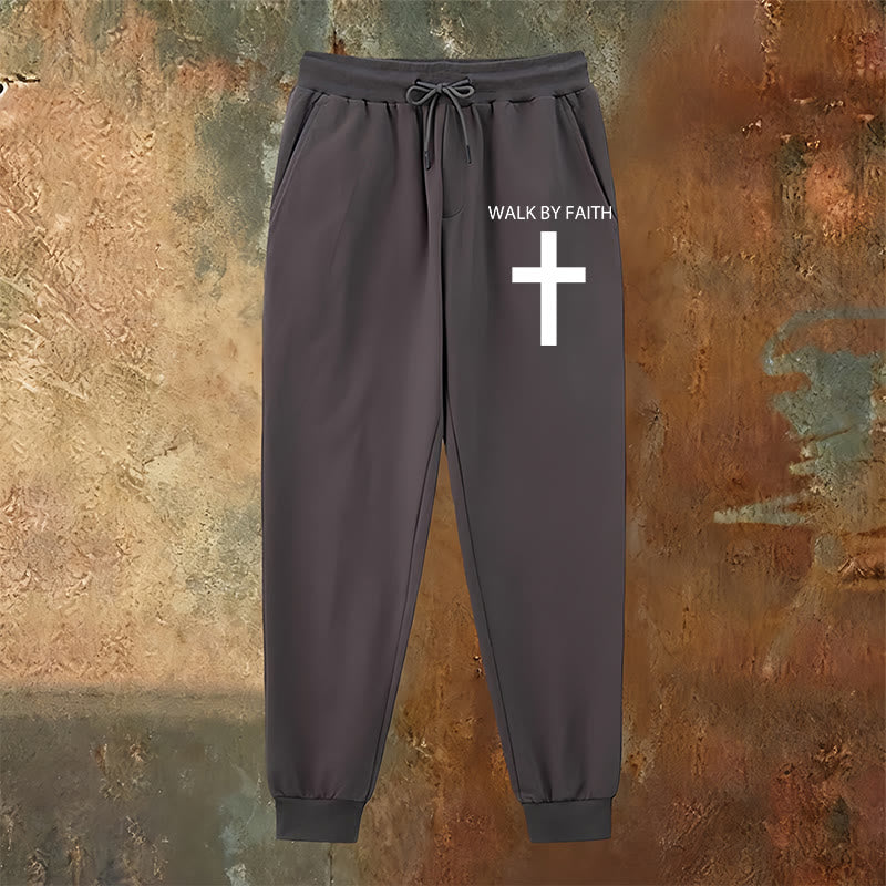 Christianartworkshop Revival Streetwear Walk by Faith Sweatpants: Cross on Side-Leg - image 22