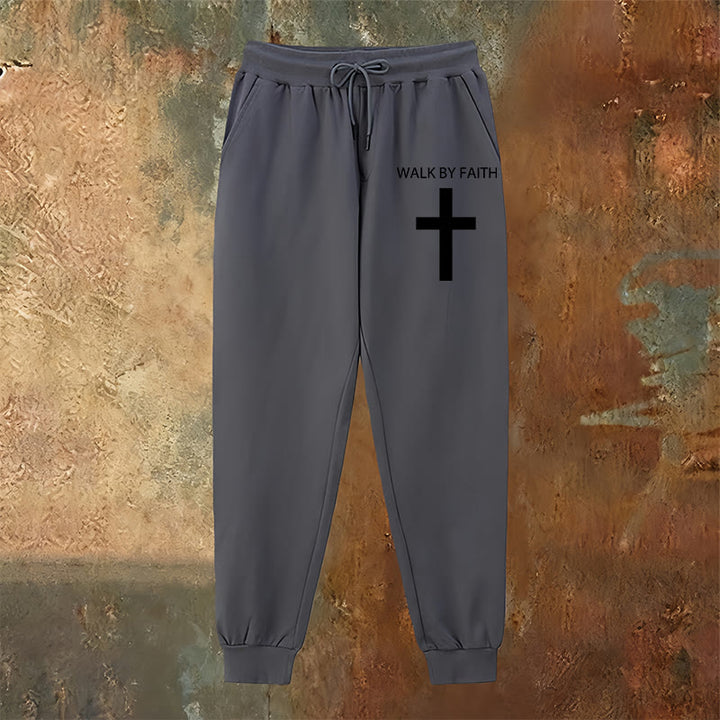 Christianartworkshop Revival Streetwear Walk by Faith Sweatpants: Cross on Side-Leg - image 15