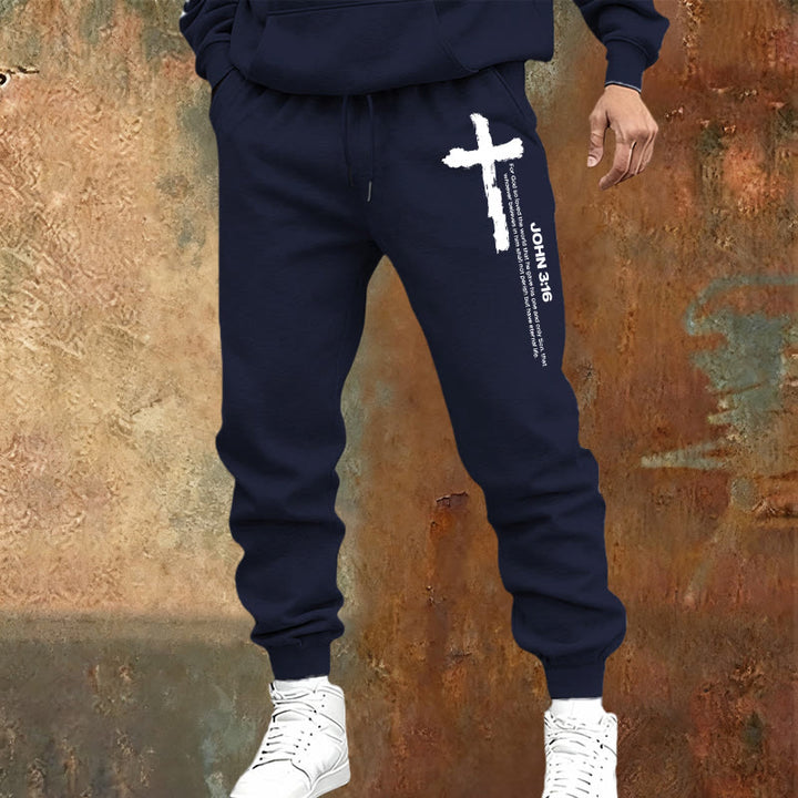 Christianartworkshop John 3:16 Statement Brush Cross Scripture Sweatpants: Walk the Gospel - image 9