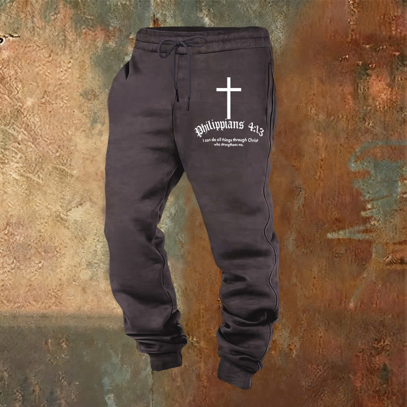 Christianartworkshop Philippians 4:13 Scripture Sweatpants: All Things Through Christ - Dark Grey - 2XL - image 20
