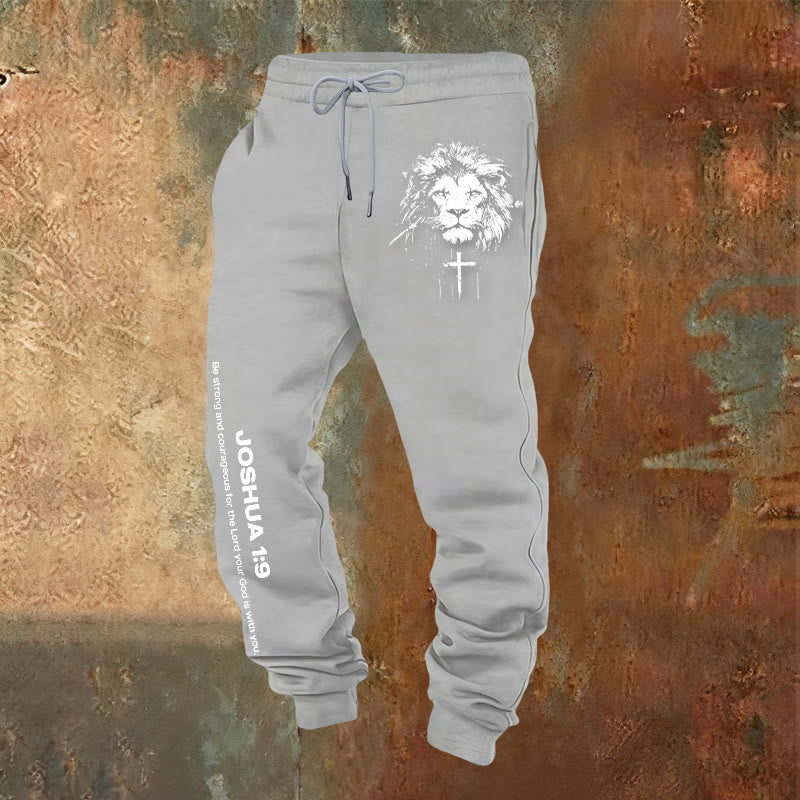 Christianartworkshop Lion of Judah Sweatpants: Joshua 1:9 Verse in Charcoal - Light Grey - 2XL - image 12