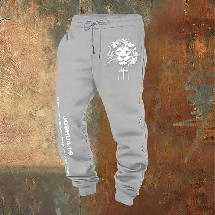 Christianartworkshop Lion of Judah Sweatpants: Joshua 1:9 Verse in Charcoal - Light Grey - 2XL - image 12