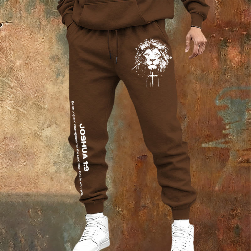 Christianartworkshop Lion of Judah Sweatpants: Joshua 1:9 Verse in Charcoal - image 18