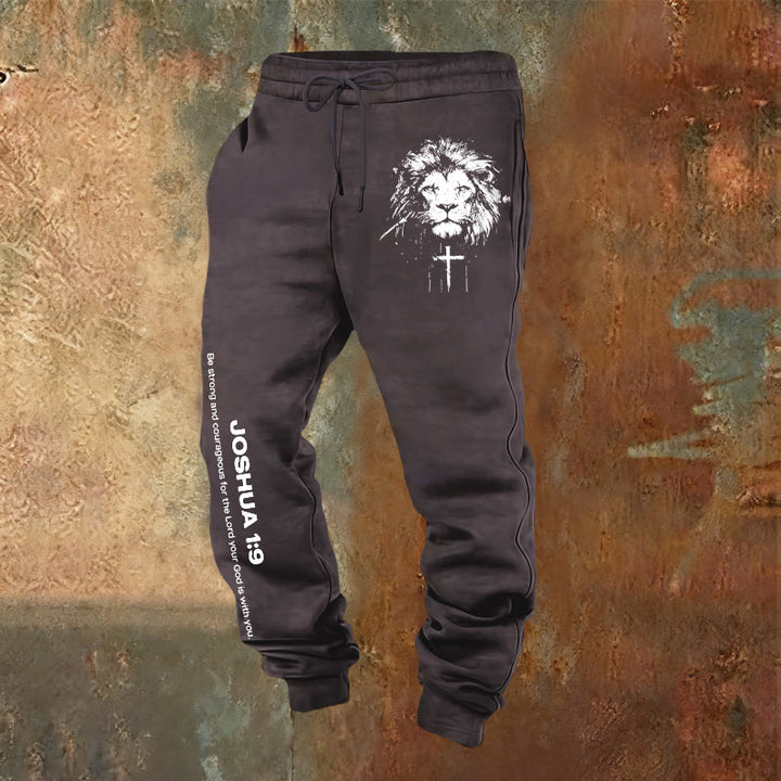 Christianartworkshop Lion of Judah Sweatpants: Joshua 1:9 Verse in Charcoal - Dark Grey - 2XL - image 20