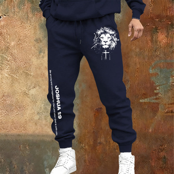 Christianartworkshop Lion of Judah Sweatpants: Joshua 1:9 Verse in Charcoal - image 10