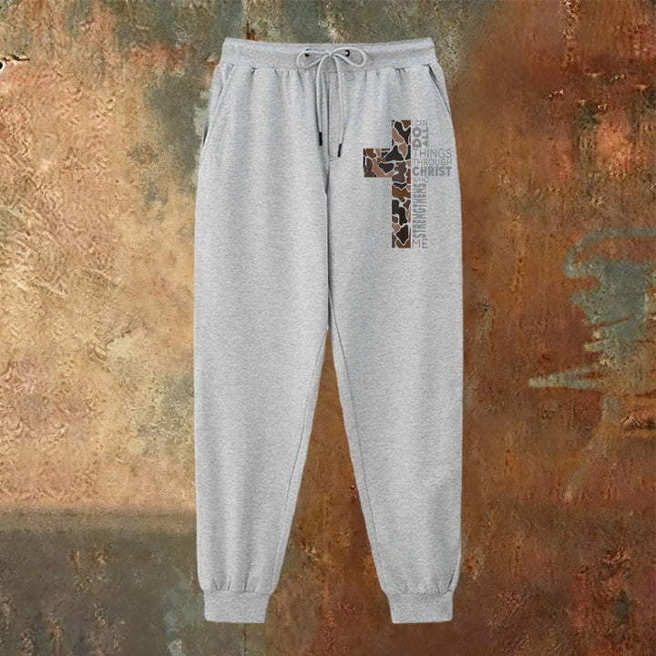 Christianartworkshop Disciple Edition Philippians 4:13 Strength Camo Cross Sweatpants - image 2