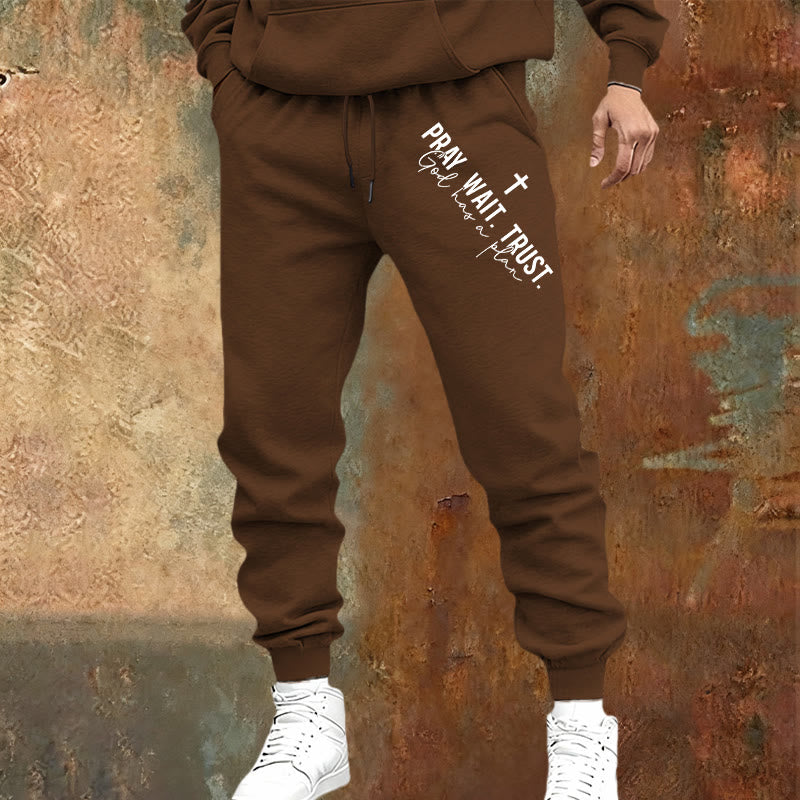 Christianartworkshop Pray Wait Trust Statement Sweatpants: Side-Hip Faith Mantra - image 17