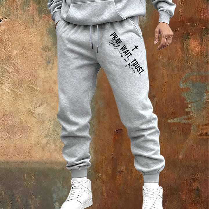 Christianartworkshop Pray Wait Trust Statement Sweatpants: Side-Hip Faith Mantra - image 9