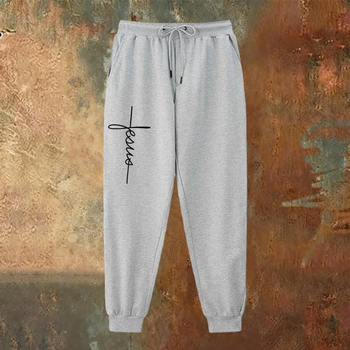 Christianartworkshop Minimal Jesus Cross Script Sweatpants: Every Step with Jesus - image 14
