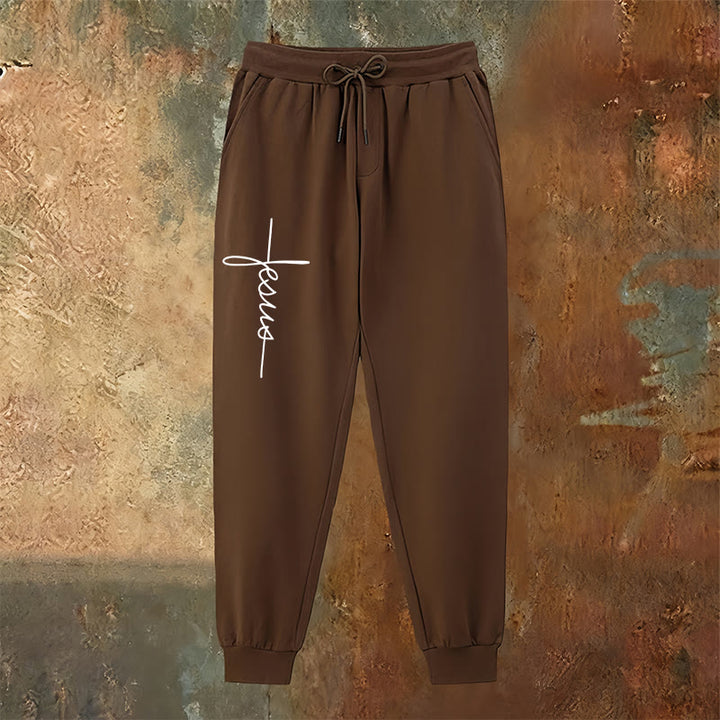 Christianartworkshop Minimal Jesus Cross Script Sweatpants: Every Step with Jesus - image 22