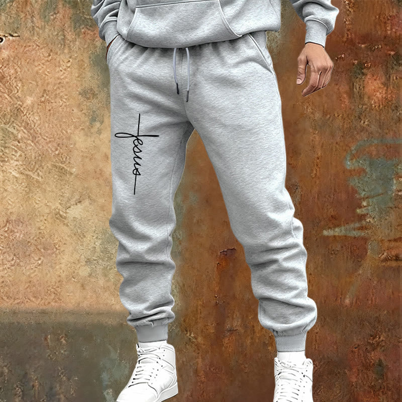 Christianartworkshop Minimal Jesus Cross Script Sweatpants: Every Step with Jesus - image 13