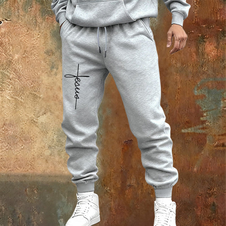 Christianartworkshop Minimal Jesus Cross Script Sweatpants: Every Step with Jesus - image 13