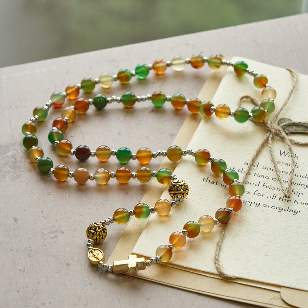 Christianartworkshop Christmas Malachite Multi-Layer Rosary Bracelet with Cross & Medal - image 1