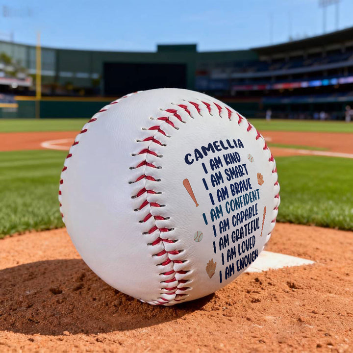 Christianartworkshop Divine Worth Baseball: Custom Name & I Am Affirmations for God-Given Identity - Softball with Scripture - image 0