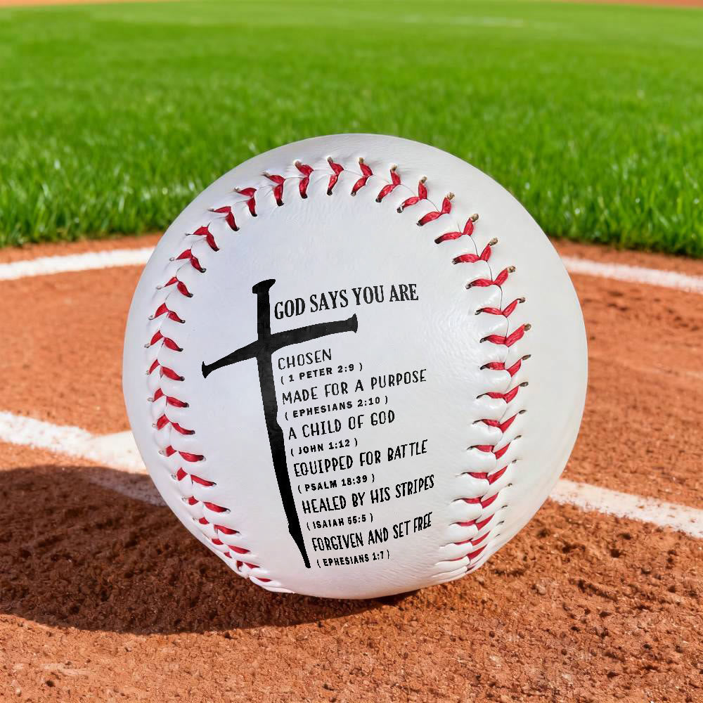 Christianartworkshop Daily Faith Reminder Baseball: God Says You Are Scripture & Cross Emblem - image 3