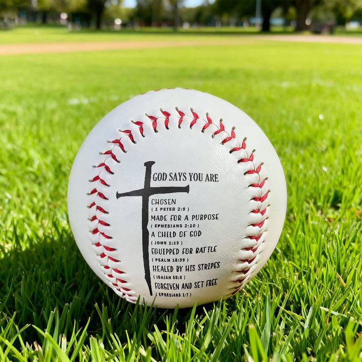 Christianartworkshop Daily Faith Reminder Baseball: God Says You Are Scripture & Cross Emblem - image 4