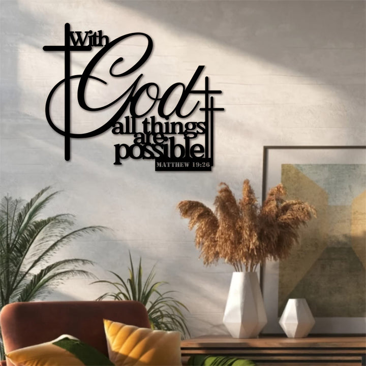 Christianartworkshop Matthew 19:26 Cross Design Metal Wall Decor: Faith That Strengthens - image 5