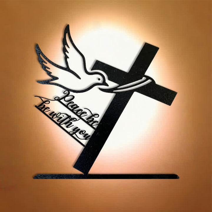 Christianartworkshop Peaceful Blessings Cross and Dove Metal Wall Decor: Be Strong and Courageous - image 2