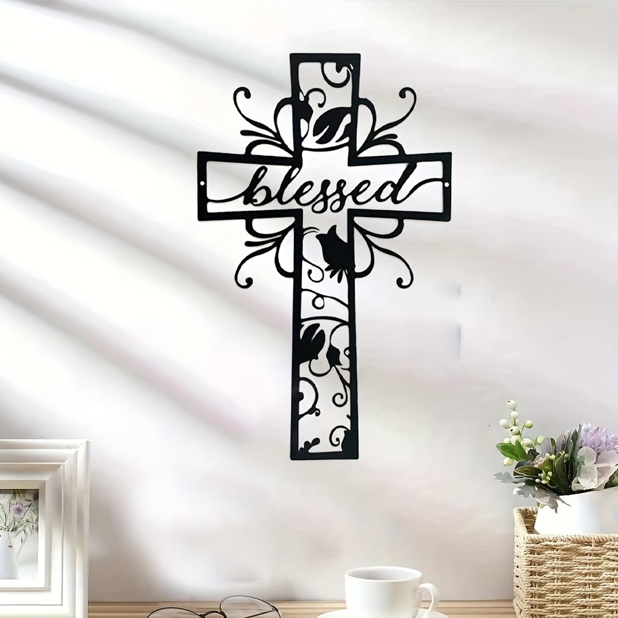 Christianartworkshop Blessed Cross Metal Wall Decor: Floral Motif for Blessing-Filled Homes - image 6