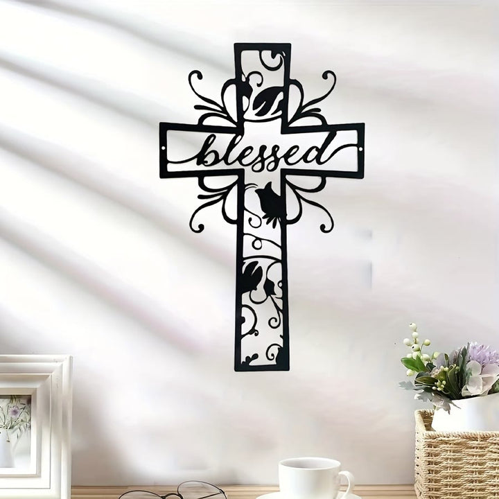 Christianartworkshop Blessed Cross Metal Wall Decor: Floral Motif for Blessing-Filled Homes - image 6